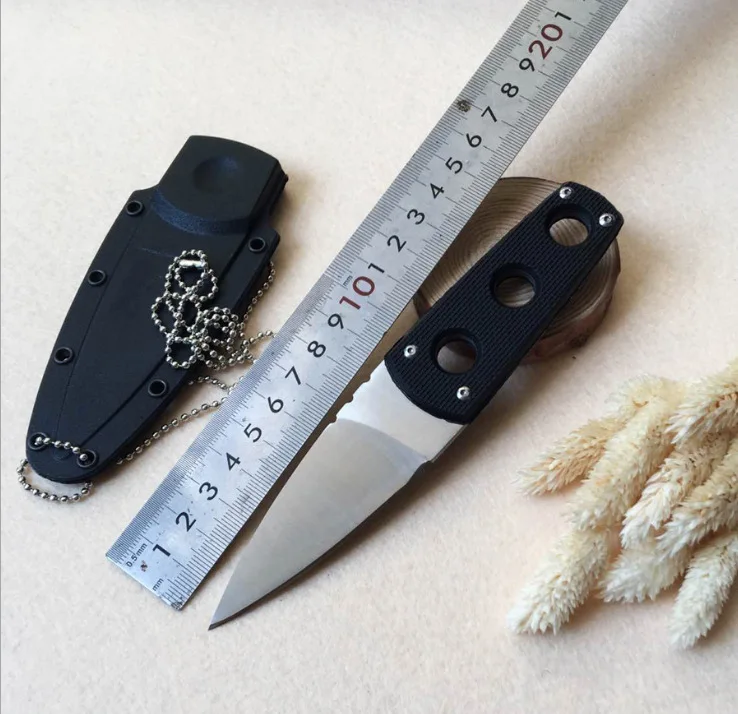 

Mini Tactical Knife steel blade G10 Handle Camping Survival pocket Knives Secure-sheath+bead Outdoor hunting knife hand tools