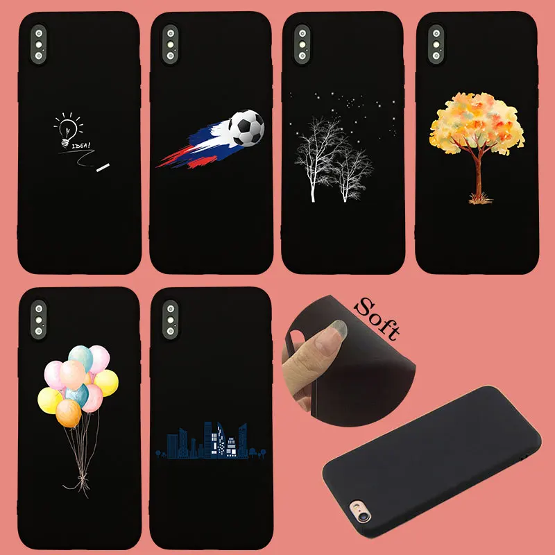 

Spring Lemon For iphone 8 Case Feather Balloon City Football Tree Soft Silicone Case For iPhone 7plus 8plus 6 6s 5S SE Xs Max XR