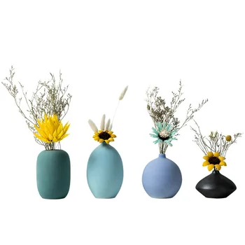 

Europe Ceramic Tabletop Vase Nordic Blue Black Desktop Vases Wedding Vase for Flowers Garden Flowerpot Decoration Home Decor