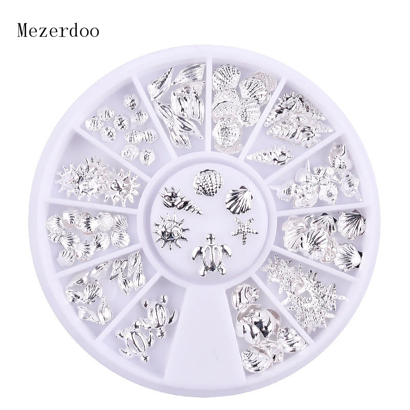 

1Pcs Silver Ocean Life Shell/Conch/Starfish Designs 3D Nail Art Decorations Charming Jewelry on Nails Supplies In Wheel