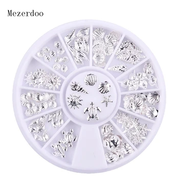 

1Pcs Silver Ocean Life Shell/Conch/Starfish Designs 3D Nail Art Decorations Charming Jewelry on Nails Supplies In Wheel