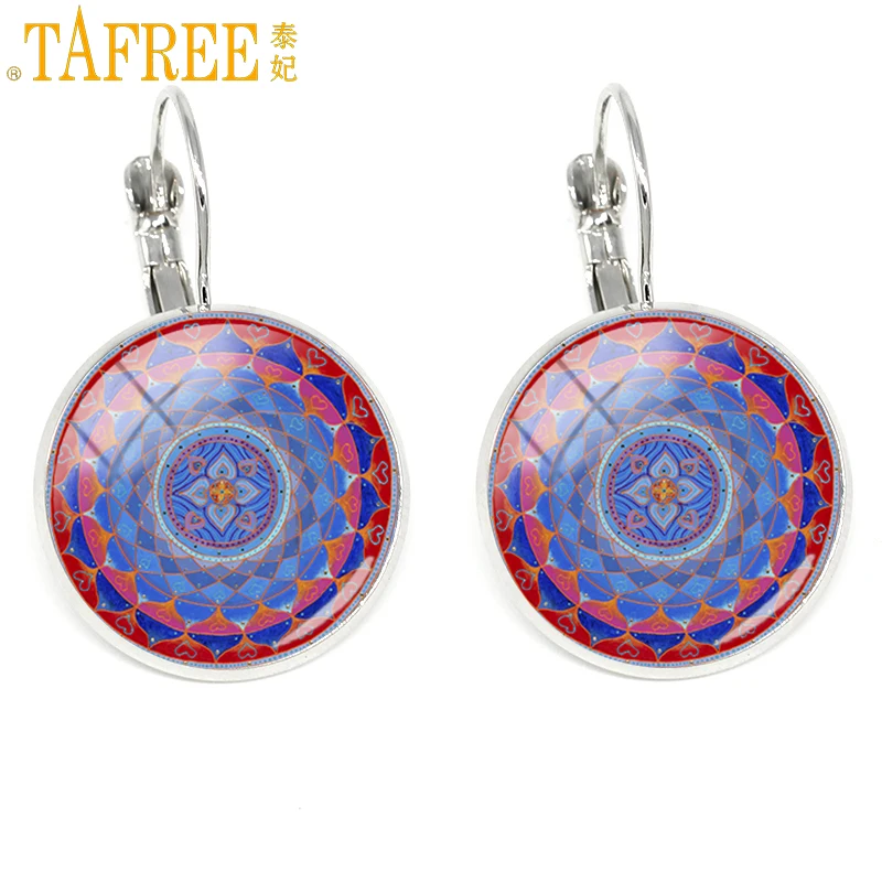 

TAFREE Mandala Yoga Om Symbol Earrings Sacred Geometry Buddhism amulet Spiritual jewelry for Women accessories CT336