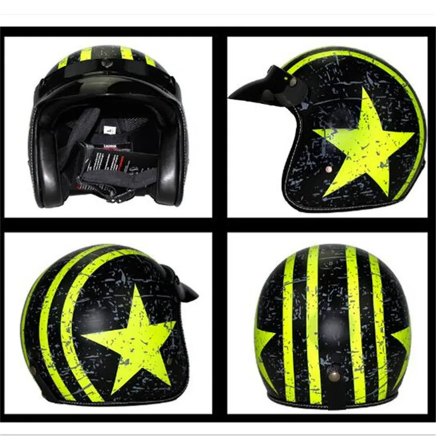 

Motorcycle Motorbike Rider open Retro for Harley Helmet sun brim Open Face Half Motor Casque Moto Cacapete DOT red color