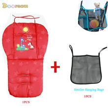 Удлиненный сиденье для детской коляски подушка ребенок мультфильм подстилка в коляску с опушенными хлопок подушка для стула плюс 1 комплект одежды из двух предметов для малышей, сумка для подвешивания на тележку