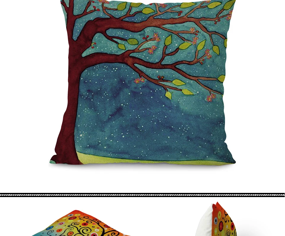 Miracille квадратный 1" Декоративные диванные подушки красочное Дерево жизни узоры на сиденье в машину на диван поясные подушки Pilow без наполнения