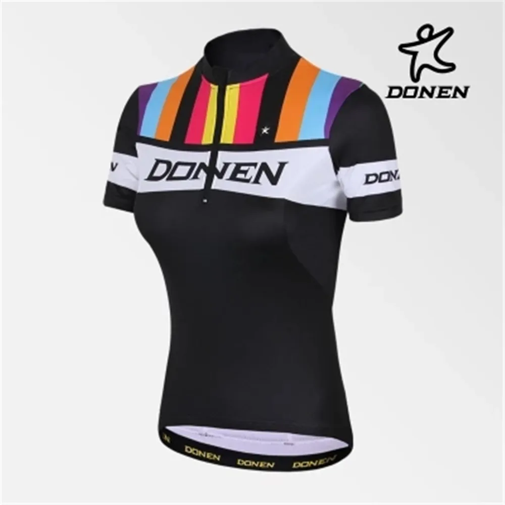 DONEN Maillot Ciclismo велосипедная одежда спортивная одежда мотоциклетная Спортивная одежда для мотокросса футболка Летняя Женская Полосатая велосипедная майка - Цвет: as picture