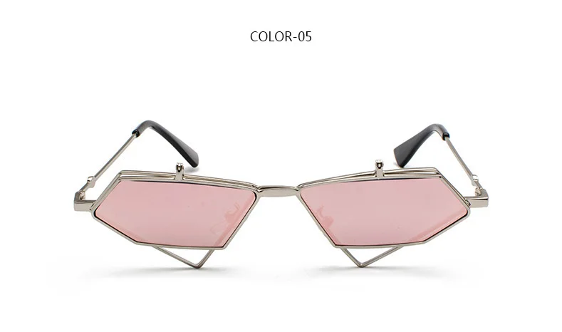 LEIDISEN Flip Up Steampunk Sunglasses Men Women Vintage Metal Frame Triangle Sunglass Female Brand Fashion Glasses UV400 - Цвет линз: 05