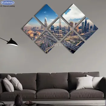 

7pcs/set full square diamond painting city landscape Diamond Embroidery sale,3d,Cross Stitch,kits,home decor,rhinestone painting