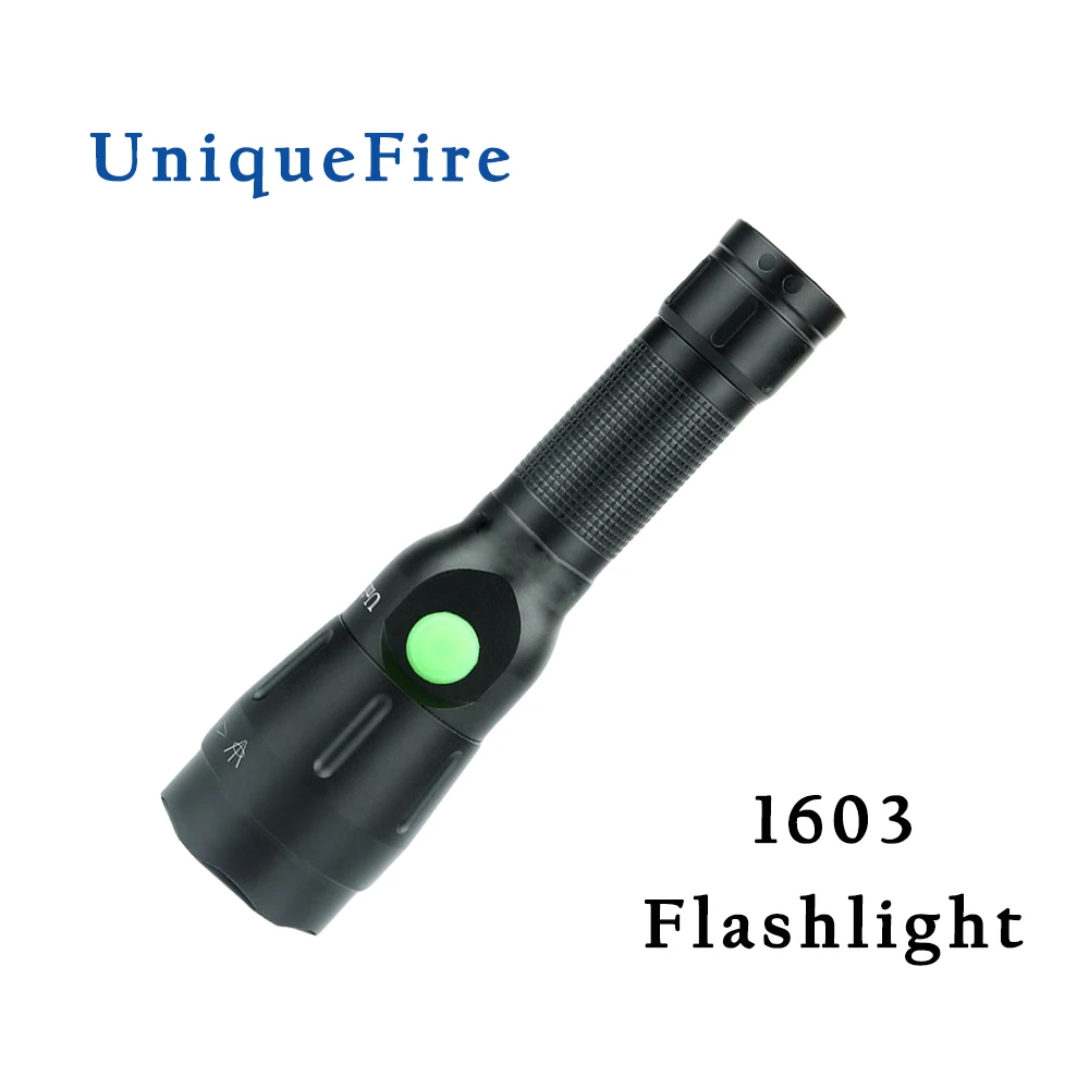 

UnqiueFire 1603 XM-L2 LED 1200 Lumen 4 Modes USB Rechargeable Flashlight 38 mm Lens USB Charging Cable