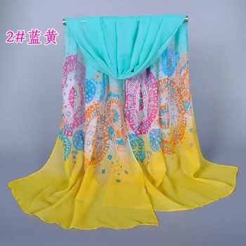 

women's printe circle floral scarf/shawls chiffon silk beach pattern design long flower summer scarves/shawls XQ095
