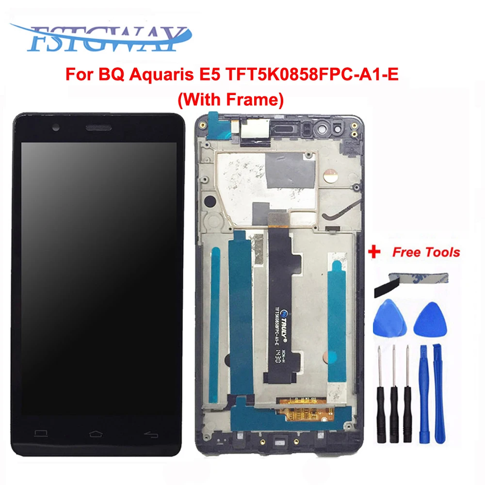 Для BQ Aquaris E5 Полный ЖК + сенсорный экран дигитайзер Pantalla TFT5K0858FPC A1 E с рамкой|touch screen