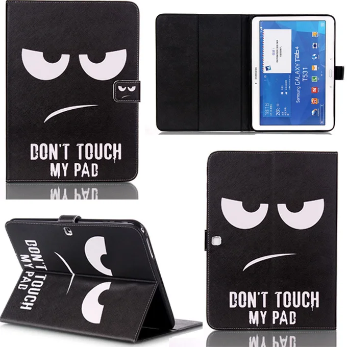 

Fashion black eye&tower pattern PU leather stand holder Cover Case for Samsung Galaxy Tab 4 10.1 SM T530 T531 T535 Tablet M3D25D