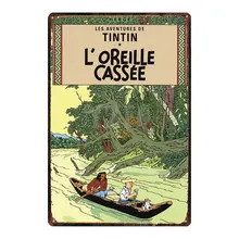 Франция Tintin мультфильм фильм жестяная вывеска металлическая пластина железная живопись детская комната настенный бар кофе домашнего искусства Ремесло Декор 30X20 см DU-2552