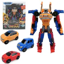 Korean Cartoon Deformation Car Action Three in One DIY Tritan Tobot Robot Model 3 in 1 Puzzle Russia Toys For Kids Gift