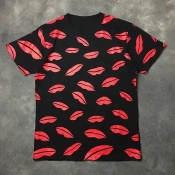 

High New Novelty 2017 Men Full lips T Shirts T-Shirt Hip Hop Skateboard Street Cotton T-Shirts Tee Top kenye #65