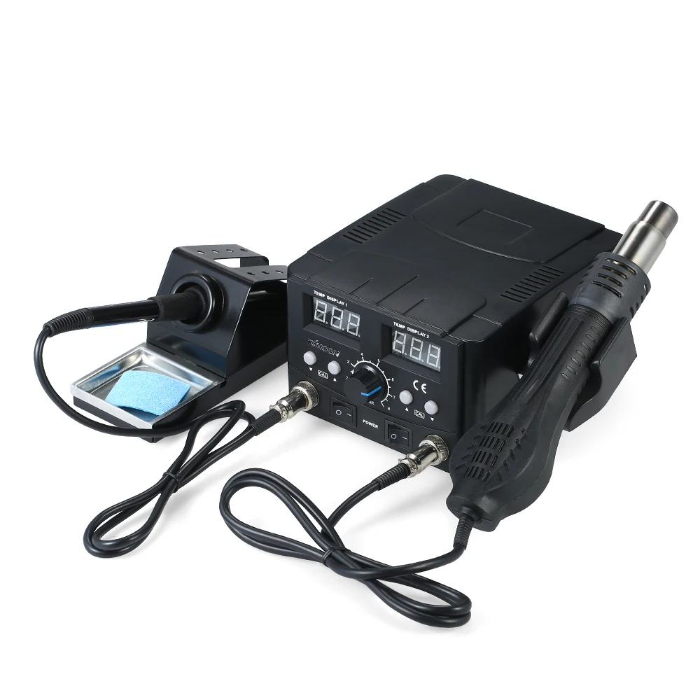 

2 in 1 Soldering Station SMD Hot Air Gun Soldering Iron Digital Rework Station Desolder Welding Set For Phone PCB Desoldering