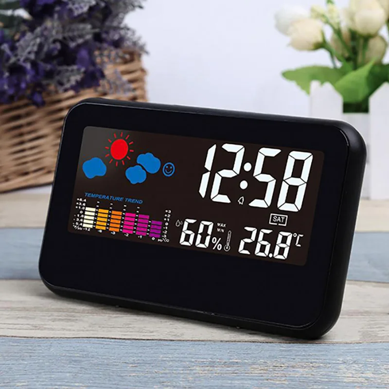 Digital Weather Station Clock Indoor Temperature Humidity Thermometer