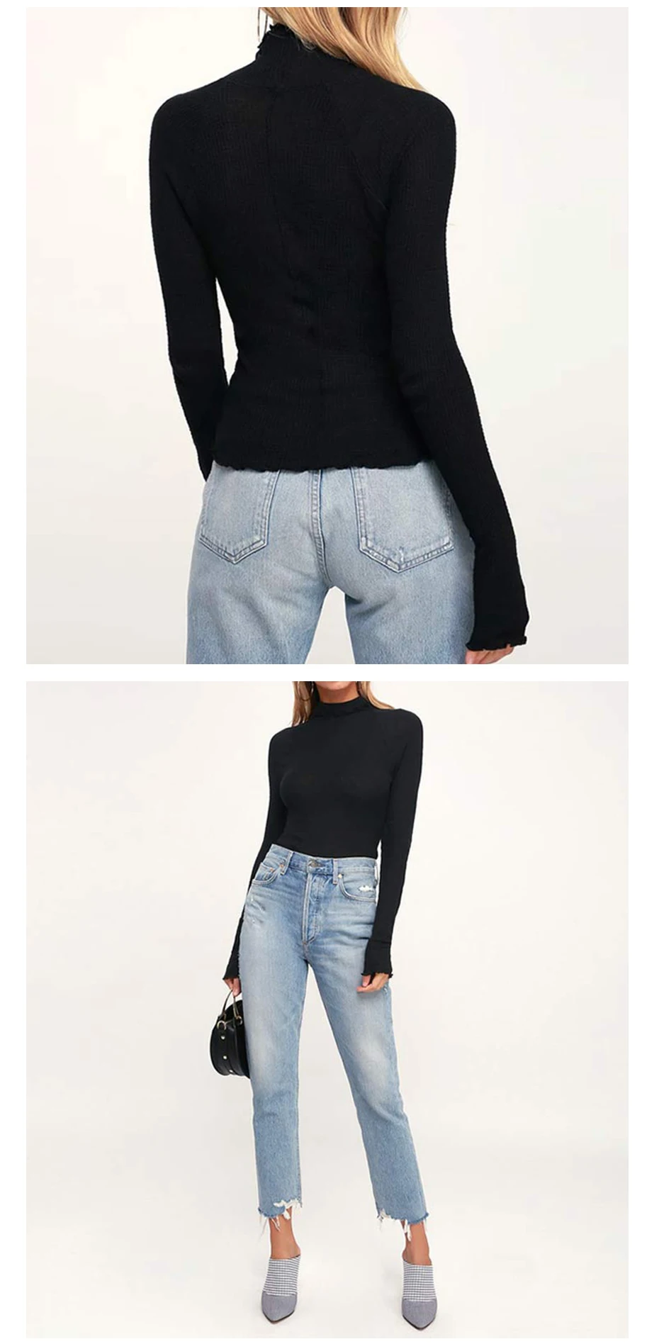 Gaovot turtleneck knitted sweater female ruffle long sleeve Korean sweaters fashion 2018 women winter Ladies pullover jumper (3)