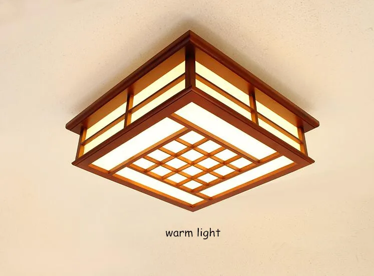 

Modern LED Flush Mount Ceiling Fixtures Light Japanese Ceiling Light Tatami Bedroom Solid Wood Ceiling Light Mahogany Finish