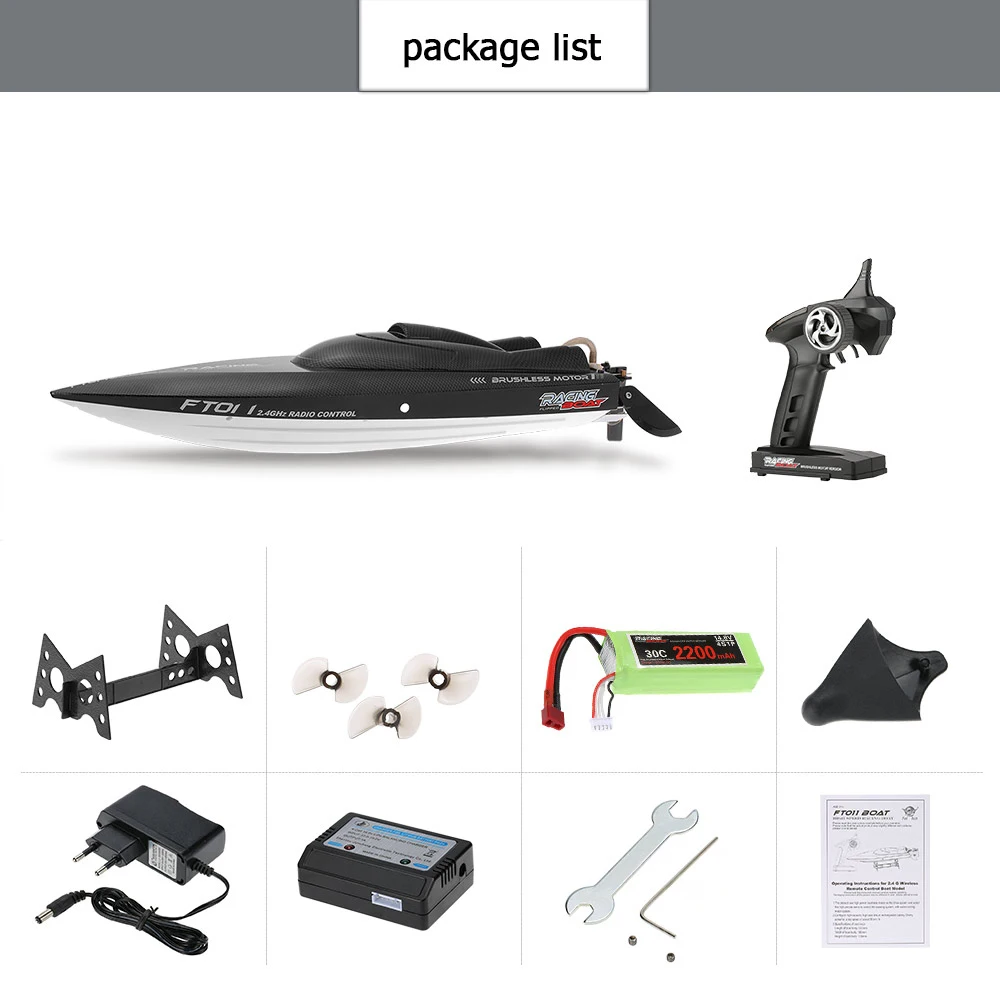 Original FT011 2.4G 55km/h High Speed RC Racing Boat with Water Cooling Flipped Self-righting Function