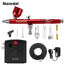 Nasedal Аэрограф компрессор комплект двойного действия 0,3 мм воздушная кисть Spary краскопульт макияж ногтей Краска татуировки тела автомобиля инструмент для украшения торта