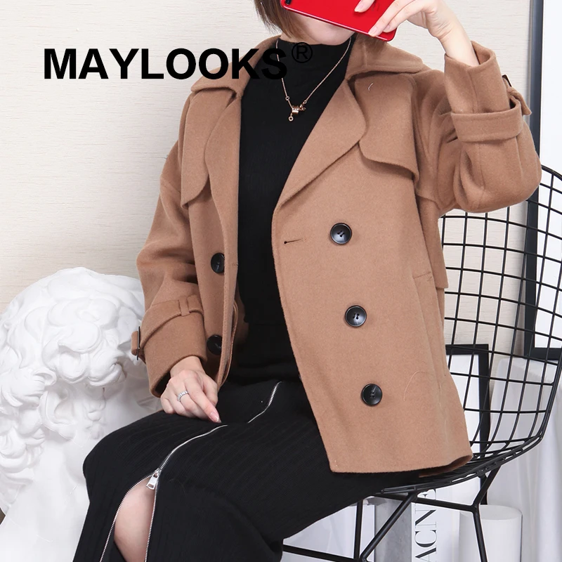 

maylooks Genuine Sheepskin Fur Coats for Women Winter Warm Wool Coat Female Noble Warm Sheep Shearing Jacket Outwear 38053