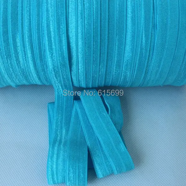 340 Turquoise soild foe ribbon, wholesale 5/8" fold over elastic