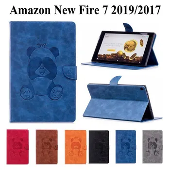 

3D Lovely Panda PU Leather Case For Amazon Kindle Fire7 2019 Tablet Stand magnetic Cover for Amazon Fire 7 2017 Tablet case+gift