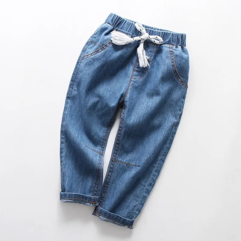 Джинсы для мальчиков весенне-летняя тонкая детская джинсовая одежда повседневные джинсовые детские штаны для маленьких девочек Джинсы для мальчиков, брюки для детей от 2 до 10 лет - Цвет: Blue1