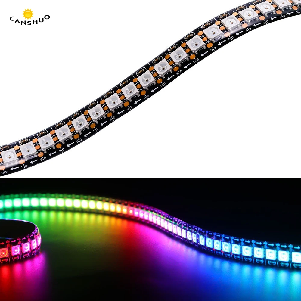DC5V 1m/2m/3m/4m/5m WS2812B 30/60/144Leds/m Smart Led Strip Black/White PCB WS2812 IC Waterproof