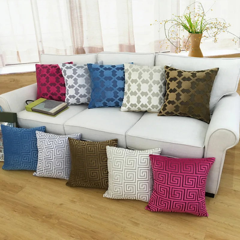 Бархатный тканевый чехол для дивана KISS QUEEN с Флокированным геометрическим рисунком, декоративная наволочка, чехол для подушки для автомобиля и дома