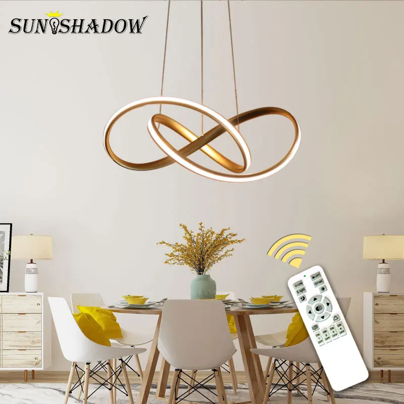 Online Hogar moderno LED luz colgante para sala de estar comedor lámpara colgante para habitación LED lámparas colgantes lámparas de techo accesorios oro y blanco y negro