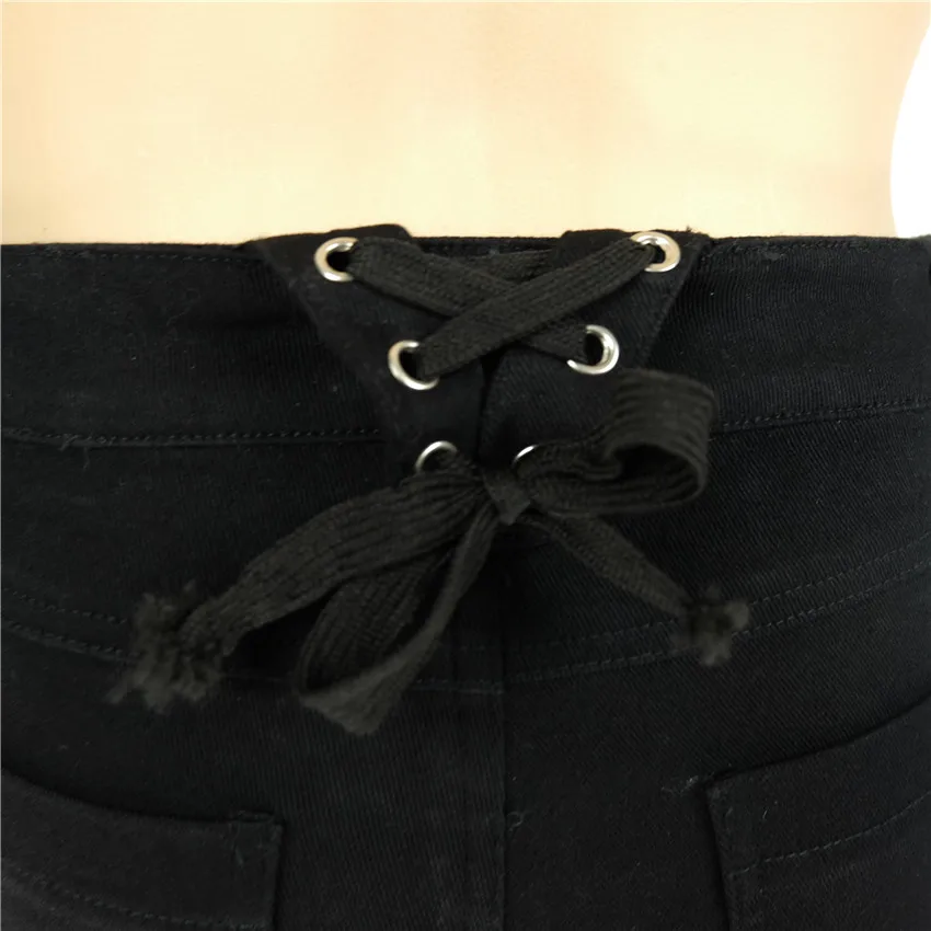 BKLD 2018 летние однотонные на шнуровке женские джинсовые шорты женские с высокой талией шорты сексуальные джинсовый бандаж шорты женские