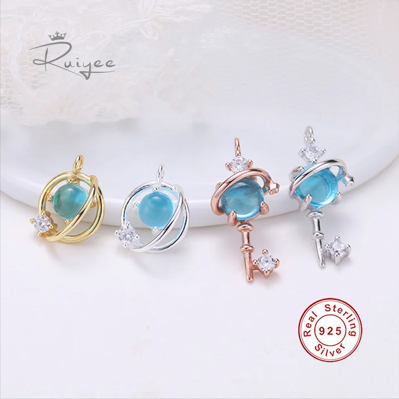 

RUIYEE100%925 sterling silver natural stone pendant crystal pendant gift female cubic zirconia star jewelry stainless steel