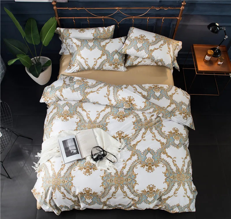 Egyptian Cotton King Queen Duvet Cover Set Leaf Print Boheimia