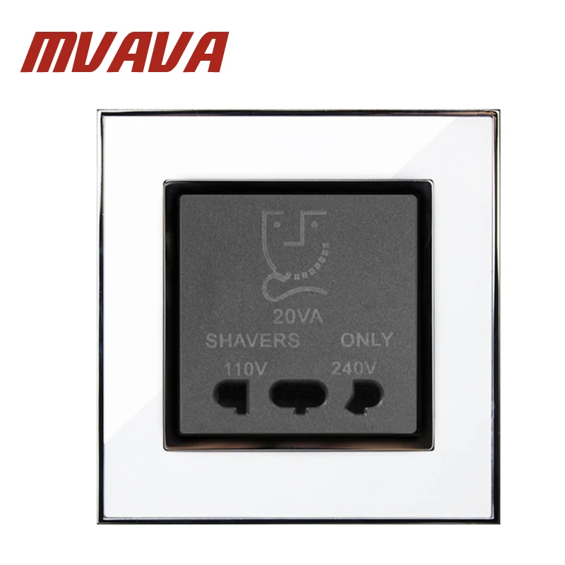

MVAVA bathroom Shaver plug 110 & 240v shaving socket , Dual Voltage Wall Shave Socket ,Luxury Decorative mirror white panel