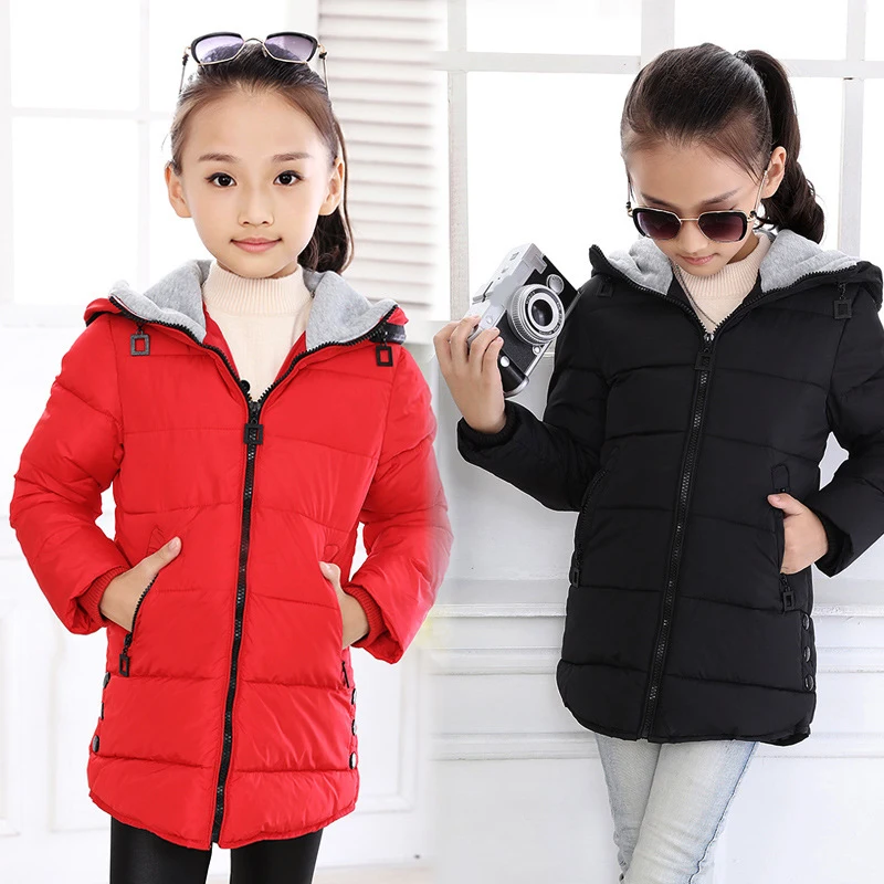 

2018 girls autumn Winter Cotton Padded Hooded jacket Kids Coat Children Outerwear for baby girl Parkas enfant Jackets & Coats