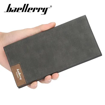 

Baellerry Men Solid Casual Vintage Long Wallet Clip Hasp PU Leather Wallet Coin Pocket Card Holder Photo Holder Men Porta Wallet