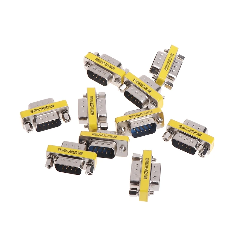 

10 Pcs 9 Pin RS-232 DB9 Male to Male Serial Cable Gender Changer Coupler Adapter