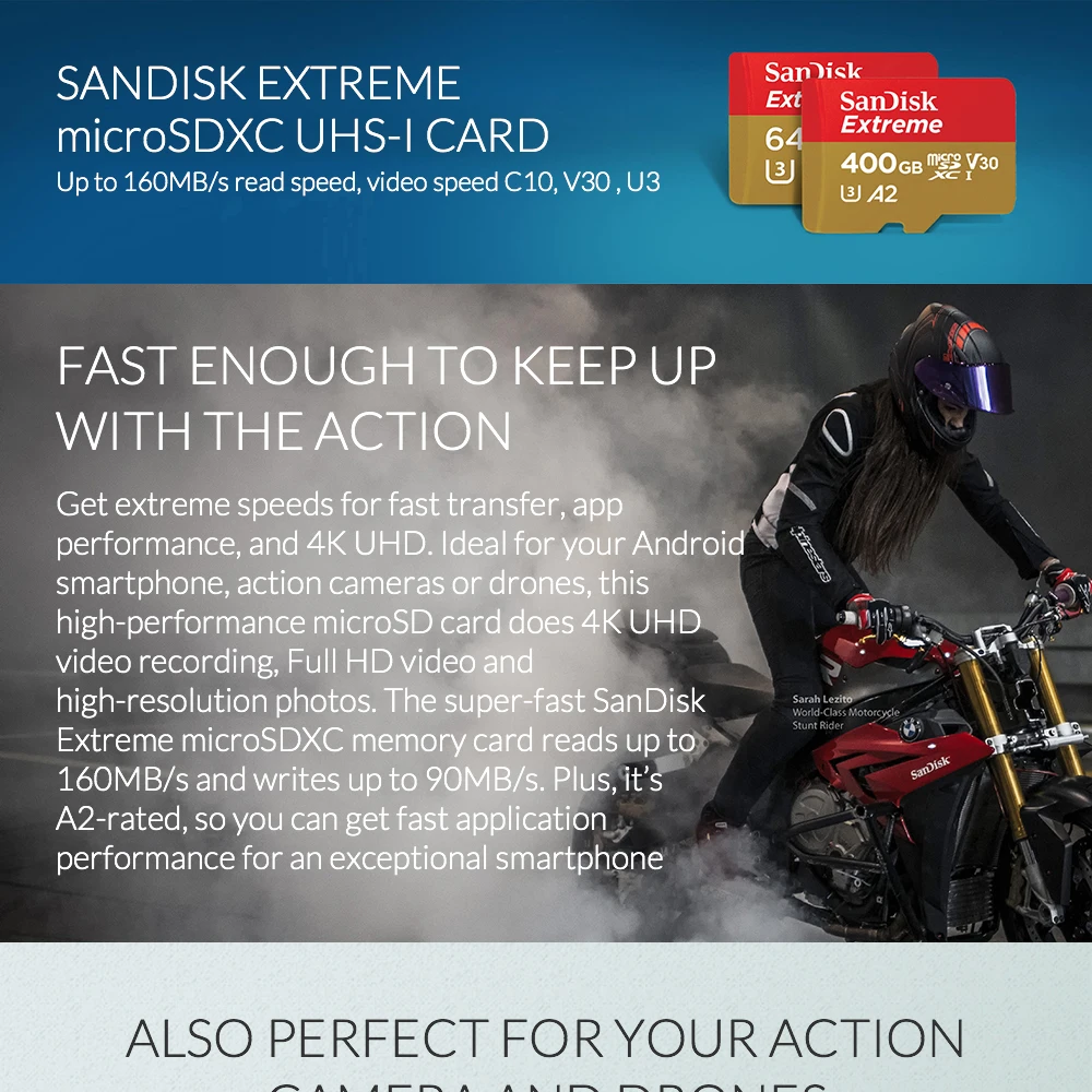 Двойной Флеш-накопитель SanDisk Extreme карты памяти 256 ГБ TF флеш-карта 128 Гб 64 Гб памяти SDXC с UHS-I MicroSD карты U3 Class10 V30 A2 для видео в формате 4K UHD, 160 МБ/с