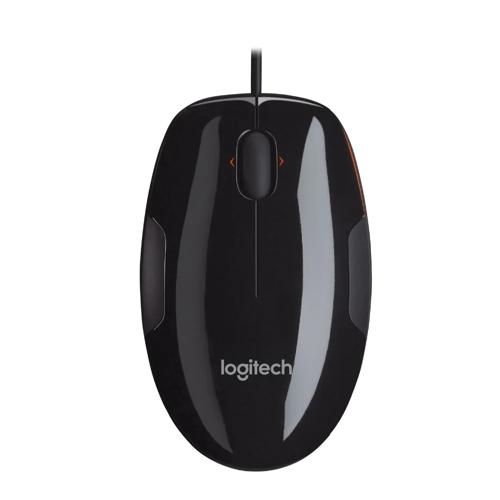 Logitech M150, симметричная, лазер, USB, черный, оранжевый