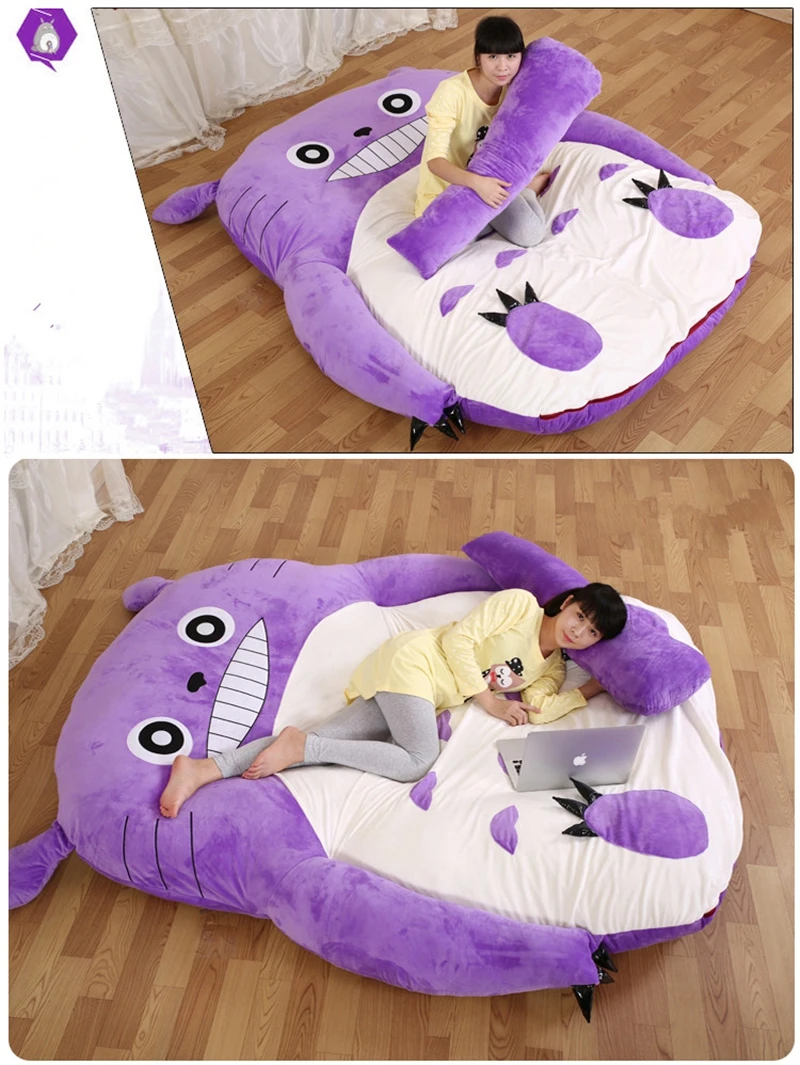 HOT anime Totoro plush bed with padding Giant couch double cartoon tatami mattress cute creative bedroom children adults  sleeping mat DY50342 (11)