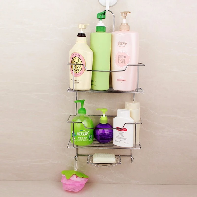 

3 Tier Metal Hook Hanging Bathroom Storage Rack Bath Shower Soap Shampoo Shower Ball Storage Tidy Basket Organiser Hanger