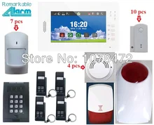 Friendly interface 7 inch touch screen burglar alarm system IOS Android APP SMS Smart home security