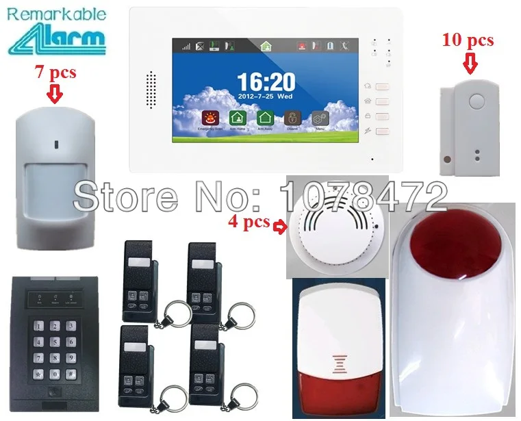 Friendly interface 7 inch touch screen burglar alarm system,IOS Android APP SMS Smart home security anti-theft GSM alarm system Friendly interface 7 inch touch screen burglar alarm system,IOS Android APP SMS Smart home security anti-theft GSM alarm system