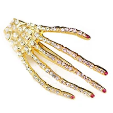 HTHL-панк-рок скелет, дьявол рука коготь зажим для волос(золото, 1 шт