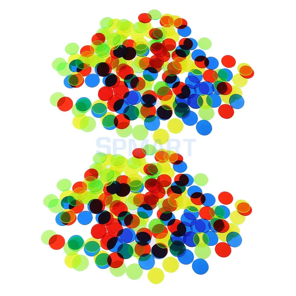 200Pcs Plastic 19mm Bingo Chips Markers for Bingo Game Poker Cards Kids Children Counters Math Toys School Supplies