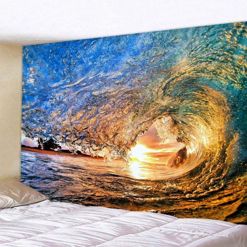 

Tumbling Sea Waves Decor Psychedelic Tapestry Wall Hanging Indian Mandala Tapestry Hippie Tapestry Boho Wall