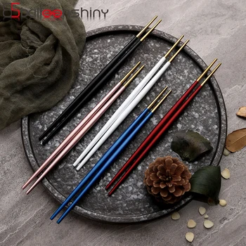 

BalleenShiny Stainless Steel Long Chopsticks Gold Exquisite Sharp Tableware for Rice Fish Sushi Kitchen Hotel Restaurant Supply