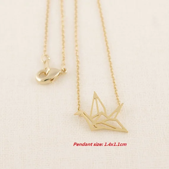 2015 New Trendy Gold and Silver Plated Origami Crane necklaces & pendants for Women Simple Animal Jewelry Necklace